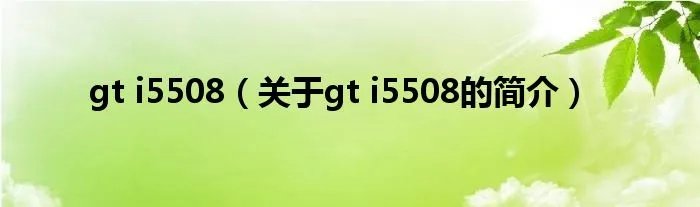 gt i5508（关于gt i5508的简介）