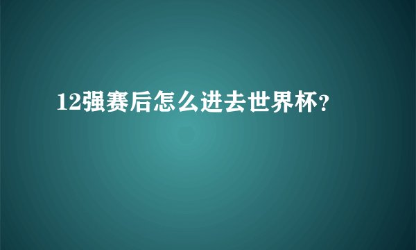 12强赛后怎么进去世界杯？