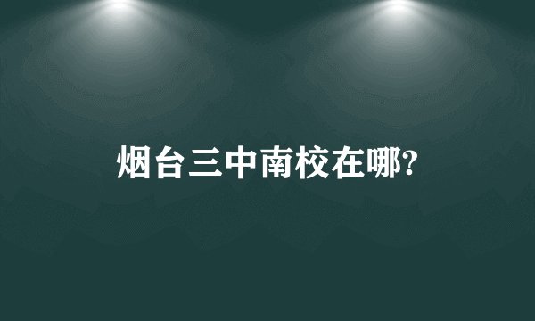 烟台三中南校在哪?