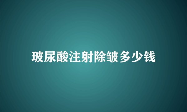 玻尿酸注射除皱多少钱