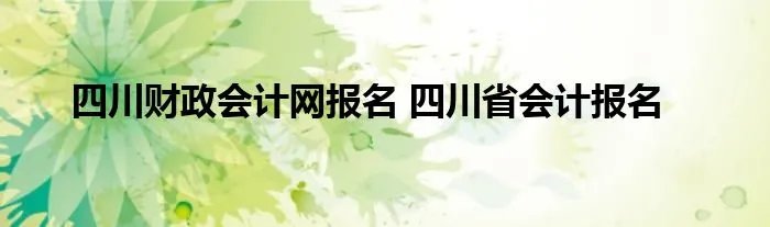 四川财政会计网报名 四川省会计报名