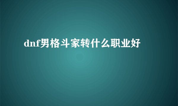 dnf男格斗家转什么职业好