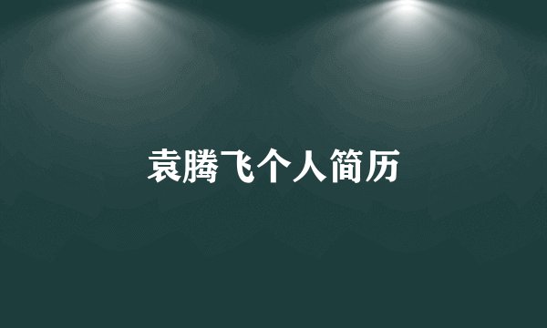 袁腾飞个人简历