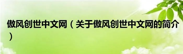 傲风创世中文网（关于傲风创世中文网的简介）
