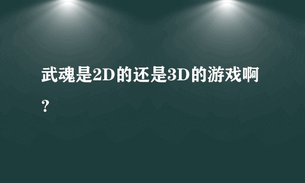 武魂是2D的还是3D的游戏啊？