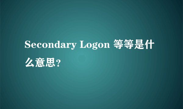 Secondary Logon 等等是什么意思?