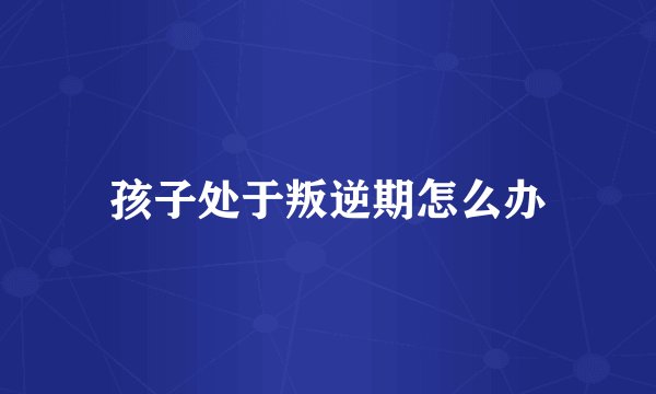 孩子处于叛逆期怎么办