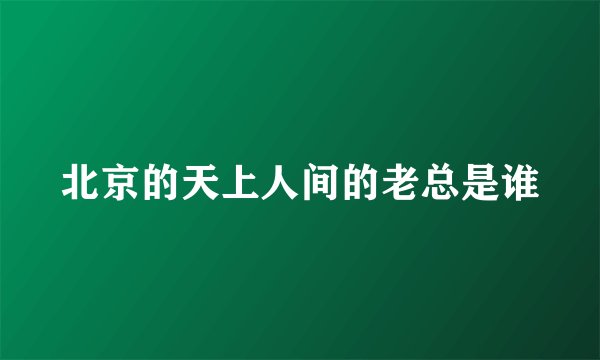 北京的天上人间的老总是谁