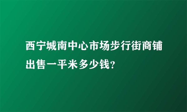 西宁城南中心市场步行街商铺出售一平米多少钱？
