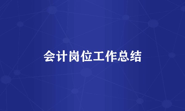 会计岗位工作总结