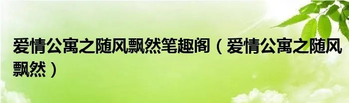 爱情公寓之随风飘然笔趣阁（爱情公寓之随风飘然）