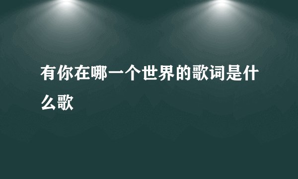 有你在哪一个世界的歌词是什么歌