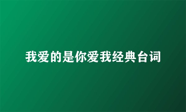 我爱的是你爱我经典台词