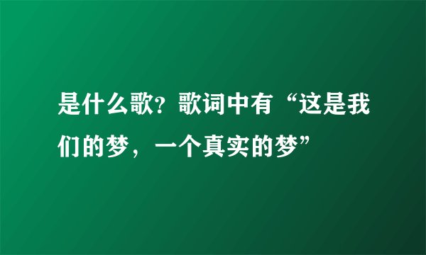是什么歌？歌词中有“这是我们的梦，一个真实的梦”