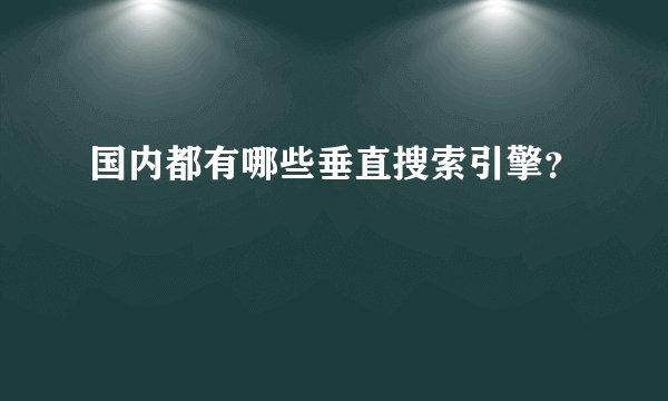 国内都有哪些垂直搜索引擎？