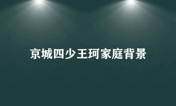 京城四少王珂家庭背景