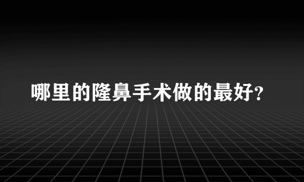 哪里的隆鼻手术做的最好？