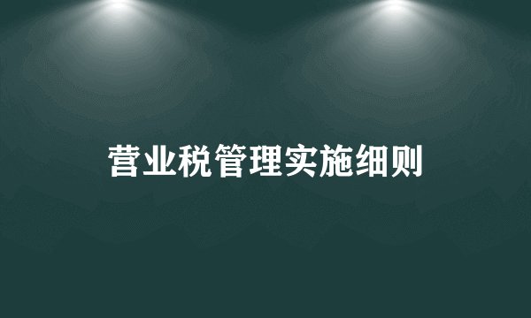营业税管理实施细则