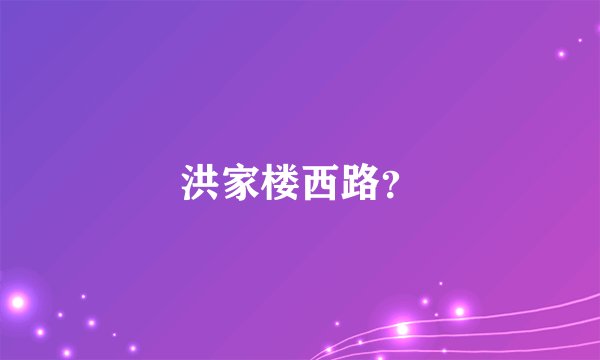 洪家楼西路？