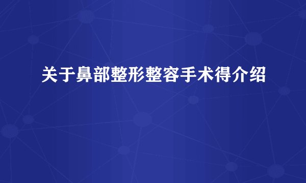 关于鼻部整形整容手术得介绍