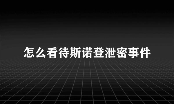 怎么看待斯诺登泄密事件