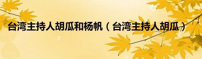 台湾主持人胡瓜和杨帆（台湾主持人胡瓜）