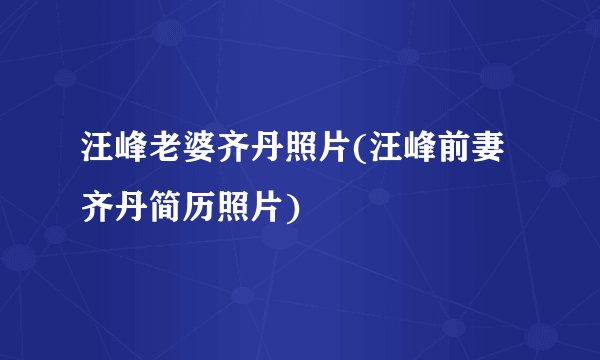 汪峰老婆齐丹照片(汪峰前妻齐丹简历照片)