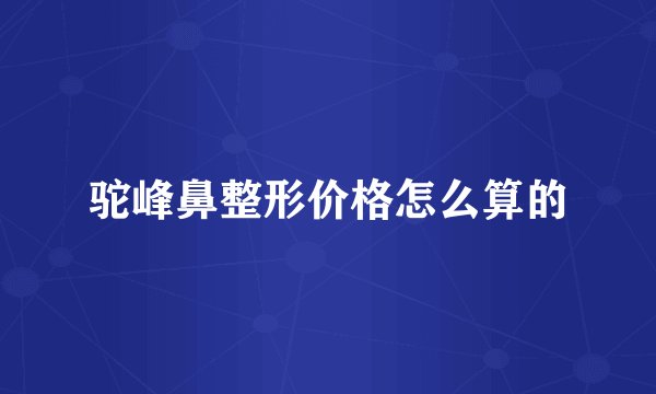 驼峰鼻整形价格怎么算的