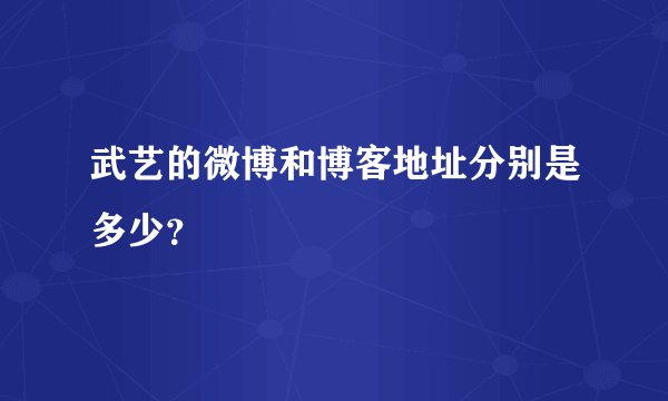 武艺的微博和博客地址分别是多少？
