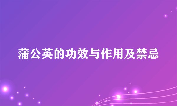 蒲公英的功效与作用及禁忌