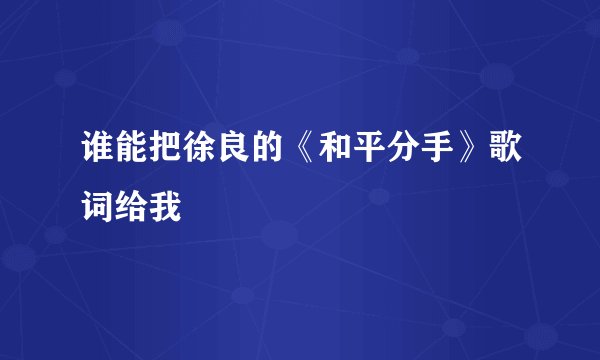 谁能把徐良的《和平分手》歌词给我