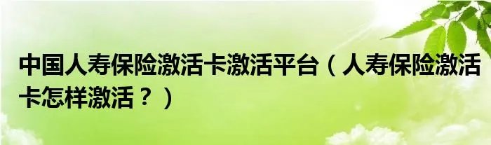 中国人寿保险激活卡激活平台（人寿保险激活卡怎样激活？）