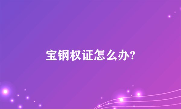 宝钢权证怎么办?