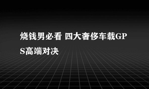 烧钱男必看 四大奢侈车载GPS高端对决