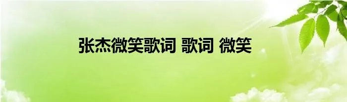 张杰微笑歌词 歌词 微笑