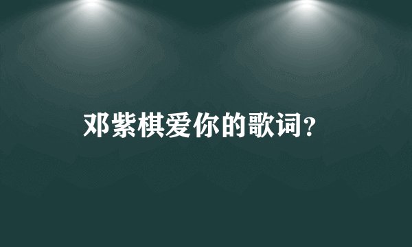 邓紫棋爱你的歌词？