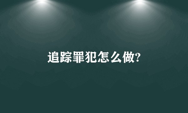 追踪罪犯怎么做?