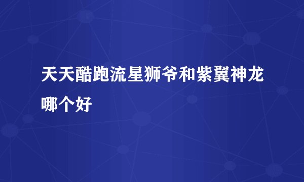 天天酷跑流星狮爷和紫翼神龙哪个好