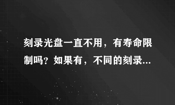 刻录光盘一直不用，有寿命限制吗？如果有，不同的刻录盘寿命是多少？