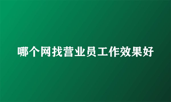 哪个网找营业员工作效果好