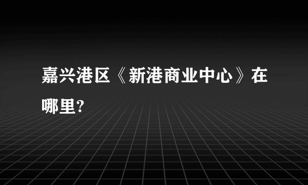 嘉兴港区《新港商业中心》在哪里?