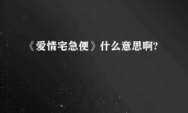 《爱情宅急便》什么意思啊?