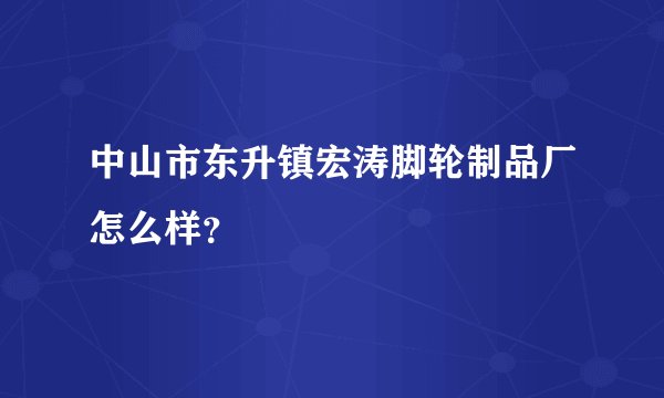 中山市东升镇宏涛脚轮制品厂怎么样?
