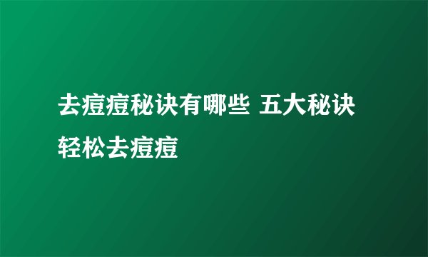 去痘痘秘诀有哪些 五大秘诀轻松去痘痘