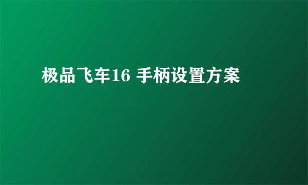 极品飞车16 手柄设置方案