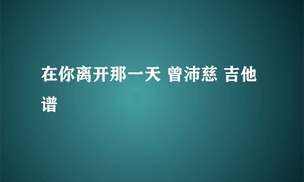 在你离开那一天 曾沛慈 吉他谱