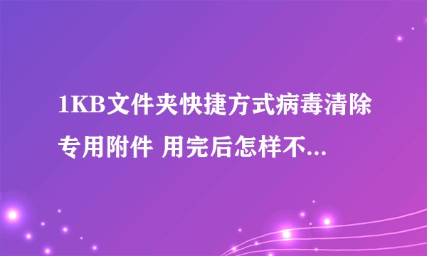 1KB文件夹快捷方式病毒清除专用附件 用完后怎样不让开机运行
