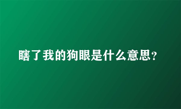 瞎了我的狗眼是什么意思？
