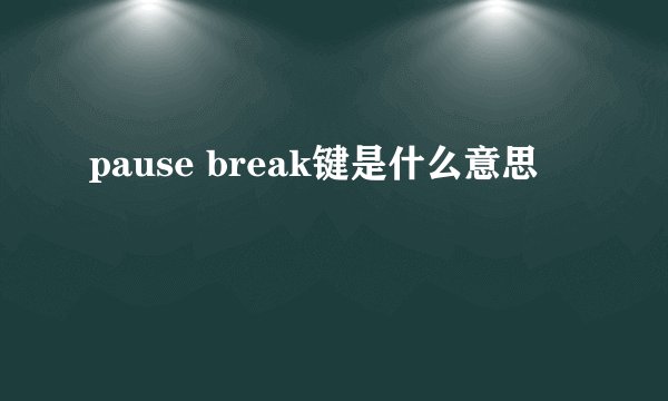 pause break键是什么意思