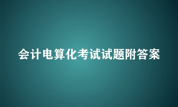 会计电算化考试试题附答案